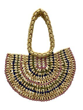MMs Brands Brown Wood Beaded Tote Bag